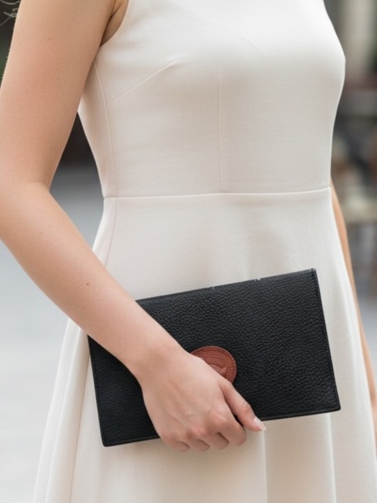 Dooney & Bourke Handbags - Vintage Dooney and Bourke Black Pebbled Leather Checkbook Wallet and Coin Clutch
